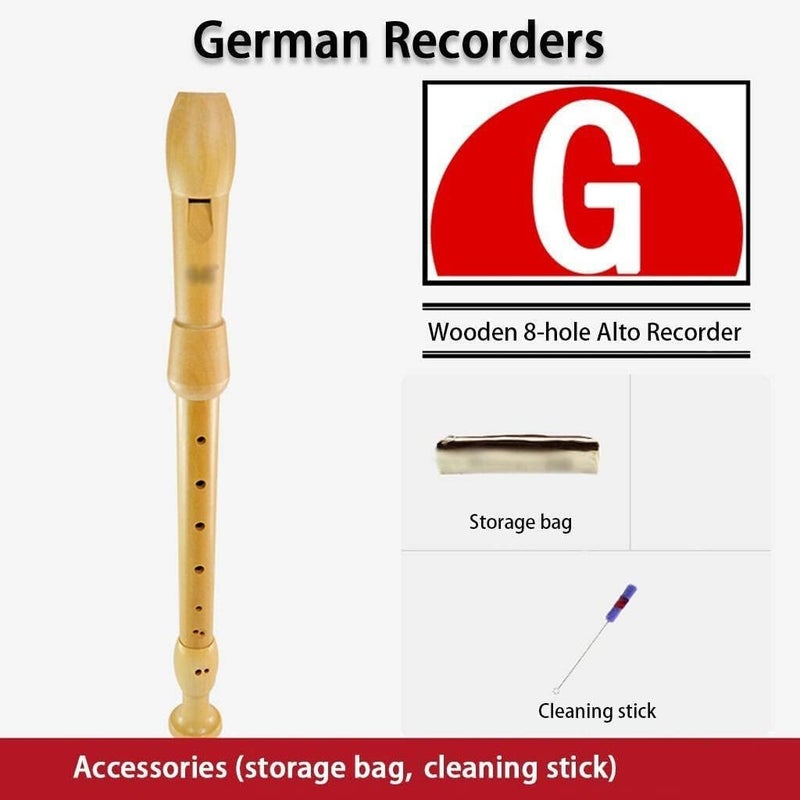 ZRAGEK Recorders Instrument, German Recorders 8 Holes for Beginners, Baroque Recorders 3 Piece for Professional, Maple Wood F Key Alto Flute Instrument, with Cleaning Stick, Storage Bag - Image 3
